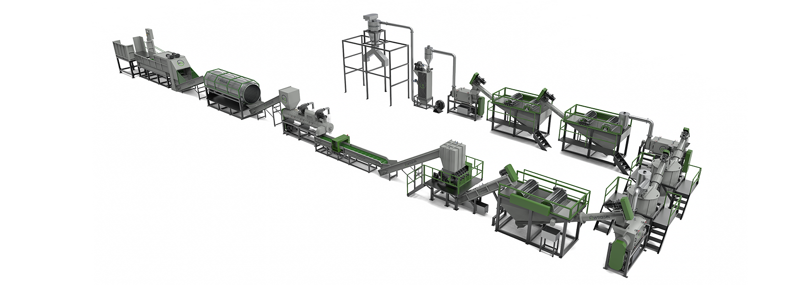 Línea de reciclaje de trituración, lavado y secado de botellas de PET