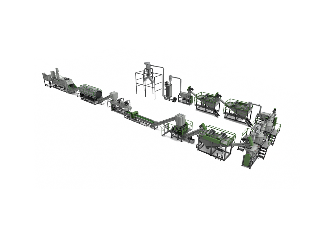 PET-Flaschen-Zerkleinerungs-, Wasch- und Trocknungsrecyclinglinie