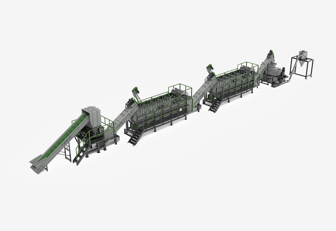 Soft Plastic Crushing, Washing, Drying Recycling Line